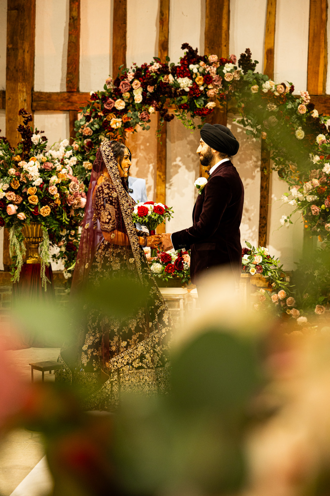 Bride and groom during a Sikh wedding ceremony